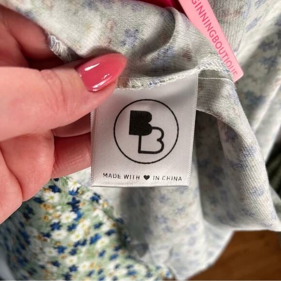 NWT BEGINNING BOUTIQUE | Green Floral "The Last Time Halter" Wrap Dress - Picture 7 of 11